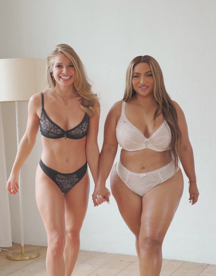 Produktvorstellung des BHs "Valerie" in den Farben beige und cream.