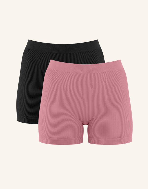 High-Waist-Shorts-Set 2x Freeda Black/Mauve
