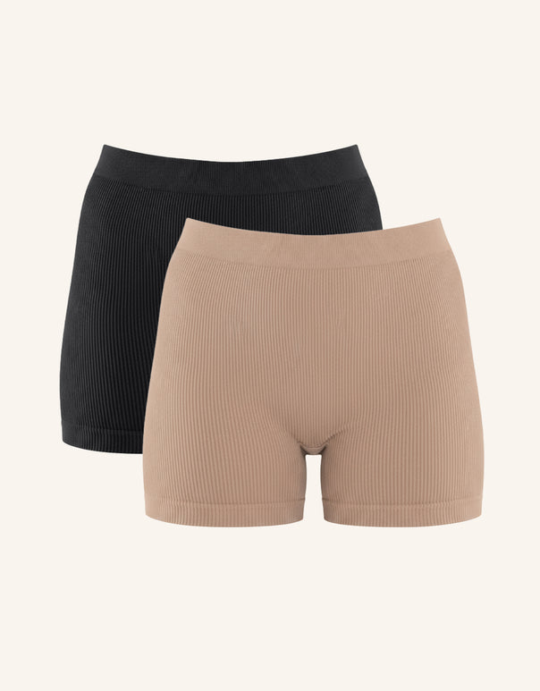 High-Waist-Shorts-Set 2x Freeda Black/Taupe
