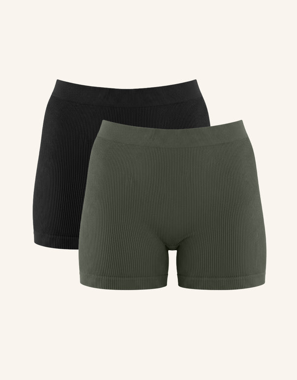 High-Waist-Shorts-Set 2x Freeda Black/Olive