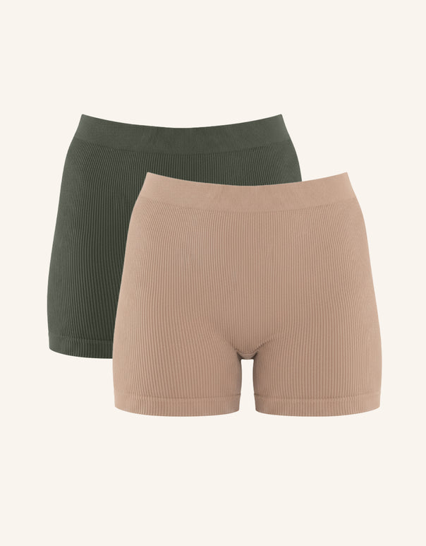 High-Waist-Shorts-Set 2x Freeda Olive/Taupe