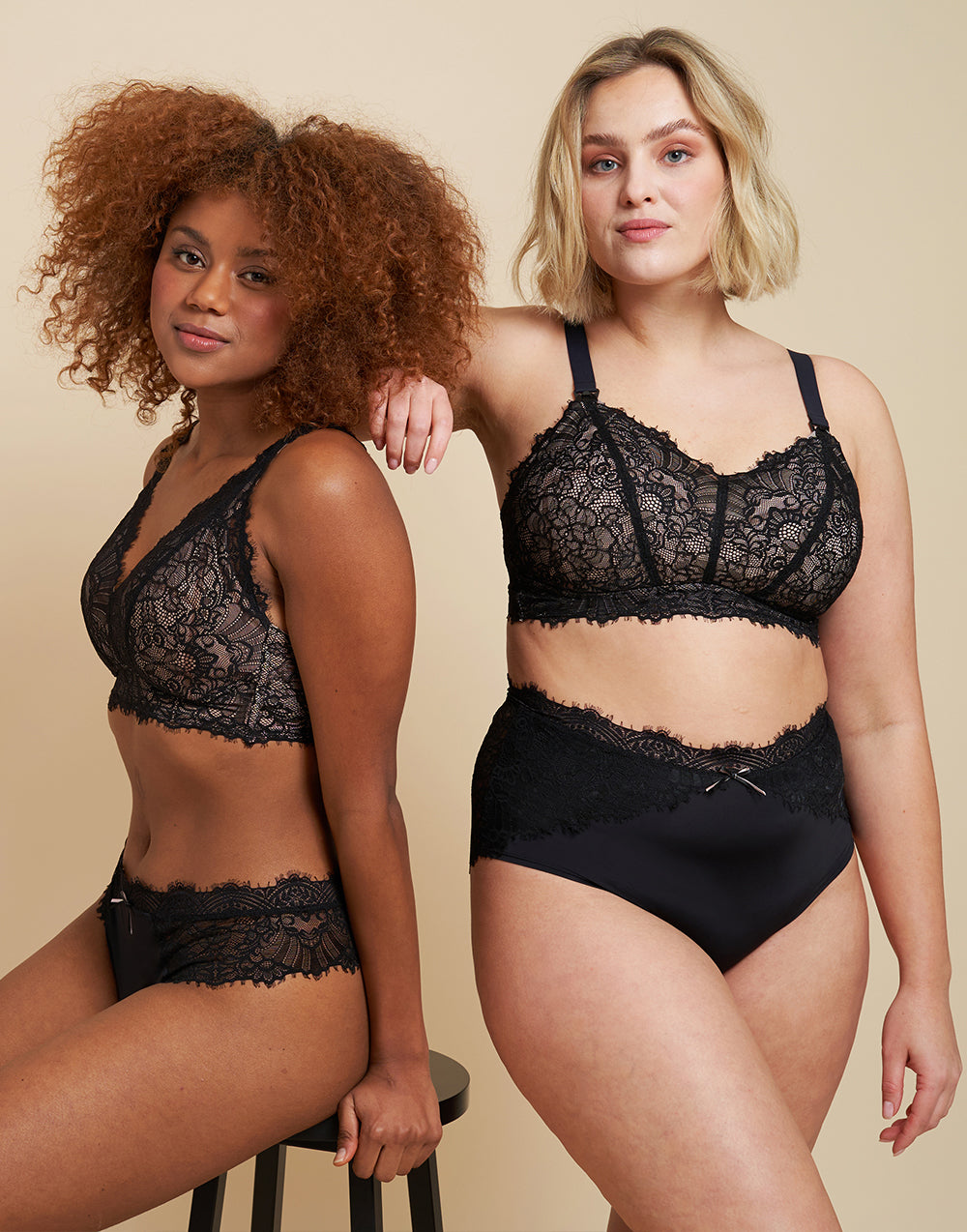 High-Waist-Panty "Sophia" black/beige
