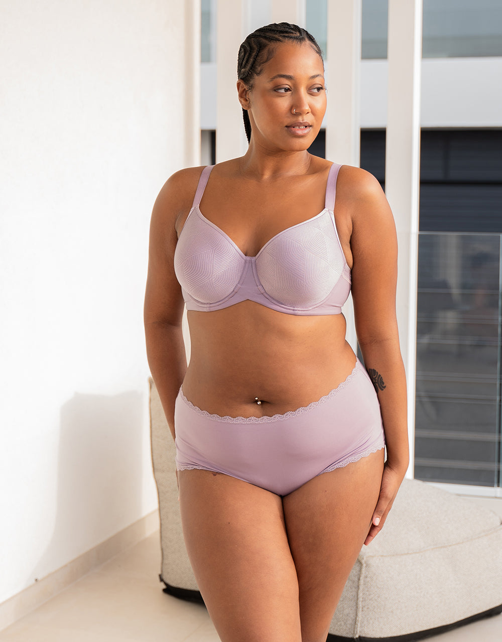 High-Panty-Set 2x "Basic" violet-grey