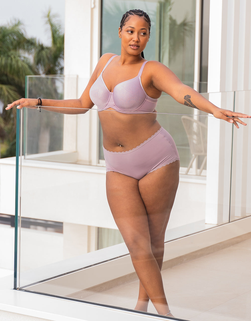 High-Panty-Set 2x "Basic" violet-grey