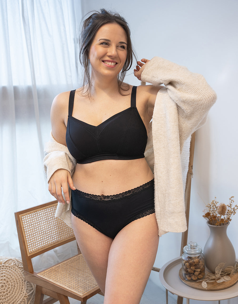 High-Panty "Cotton-Lace Basic" black