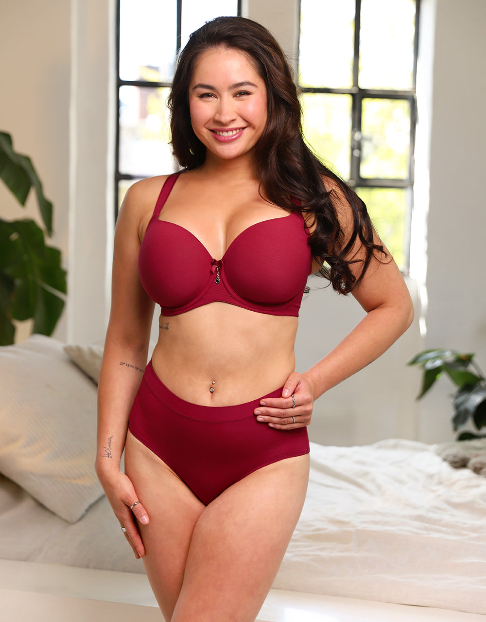 High-Panty-Set 2x "Cozy Basic" bordeaux