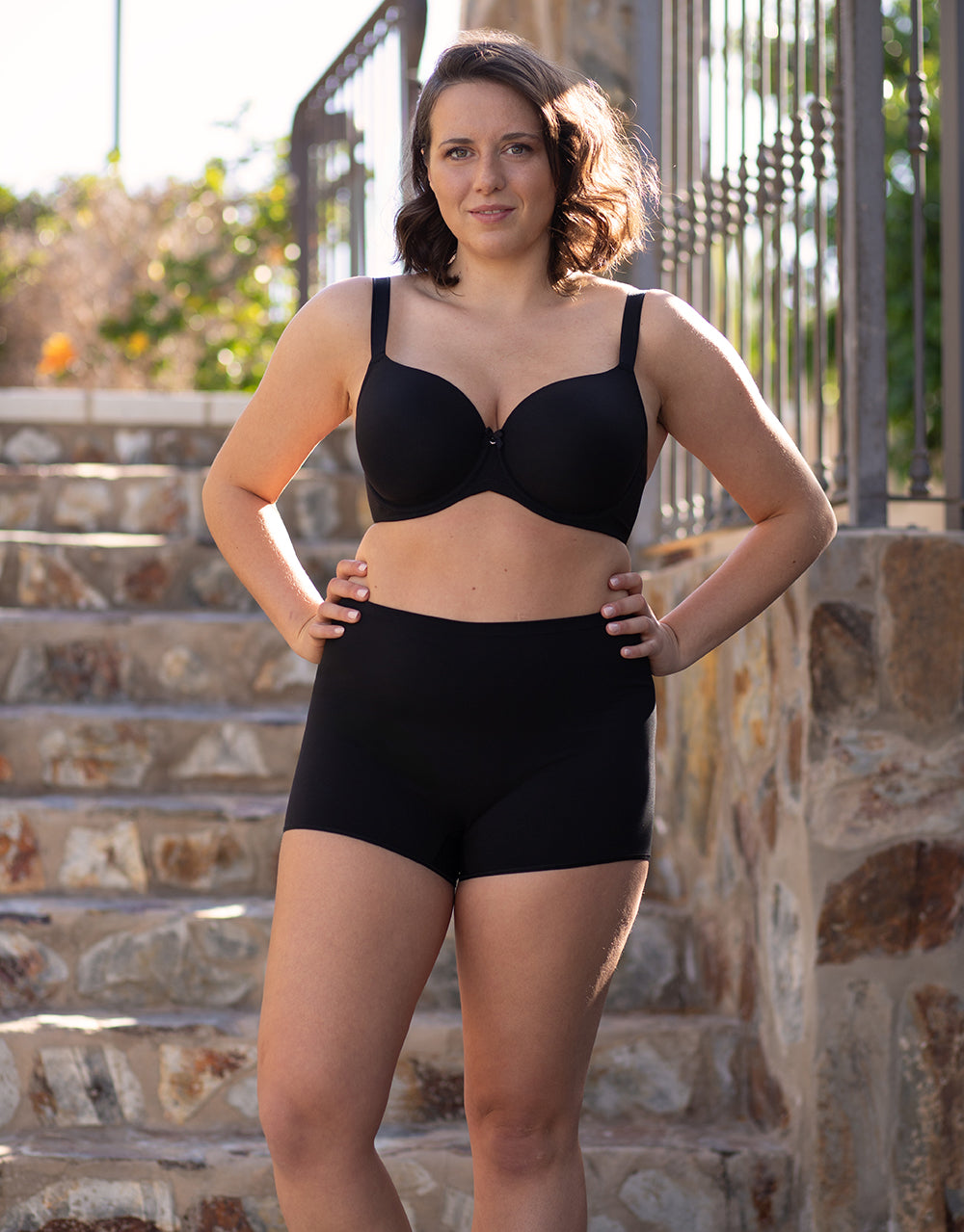 High-Waist-Shorts-Set 2x "Basic" black