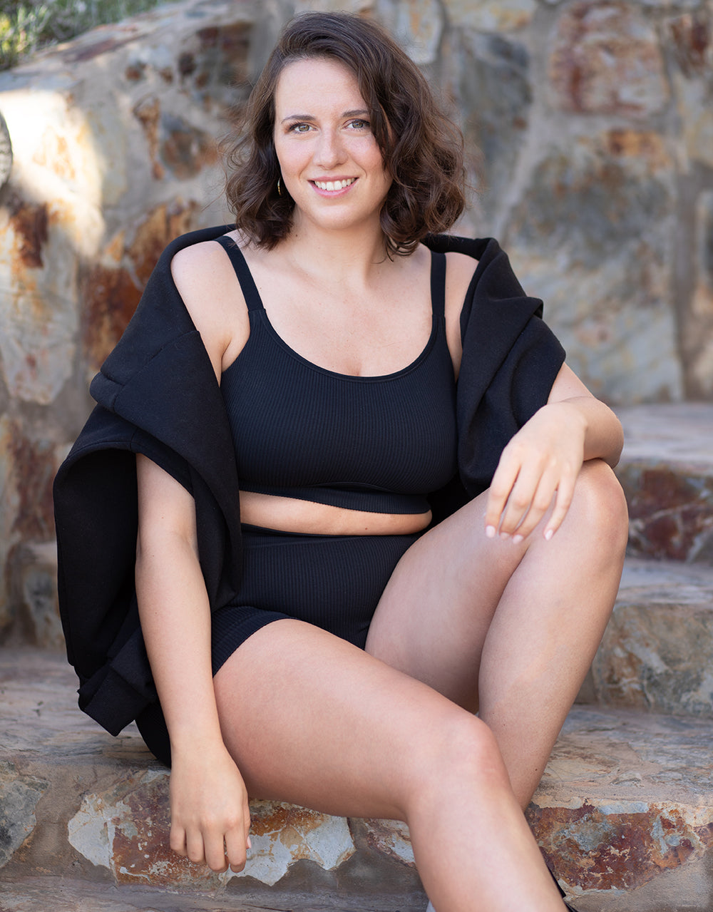 High-Waist-Shorts-Set 2x "Freeda" black