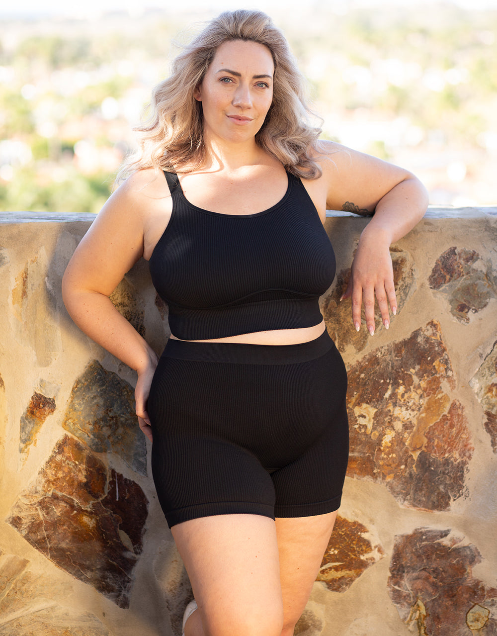 High-Waist-Shorts-Set 2x "Freeda" black